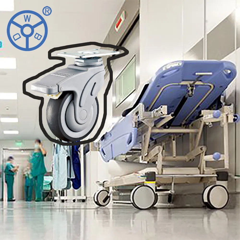High Quality Bolt Hole 4 Inch Medical Hospital Bed Rotating Swivel Caster Hospital Wheels with Lock