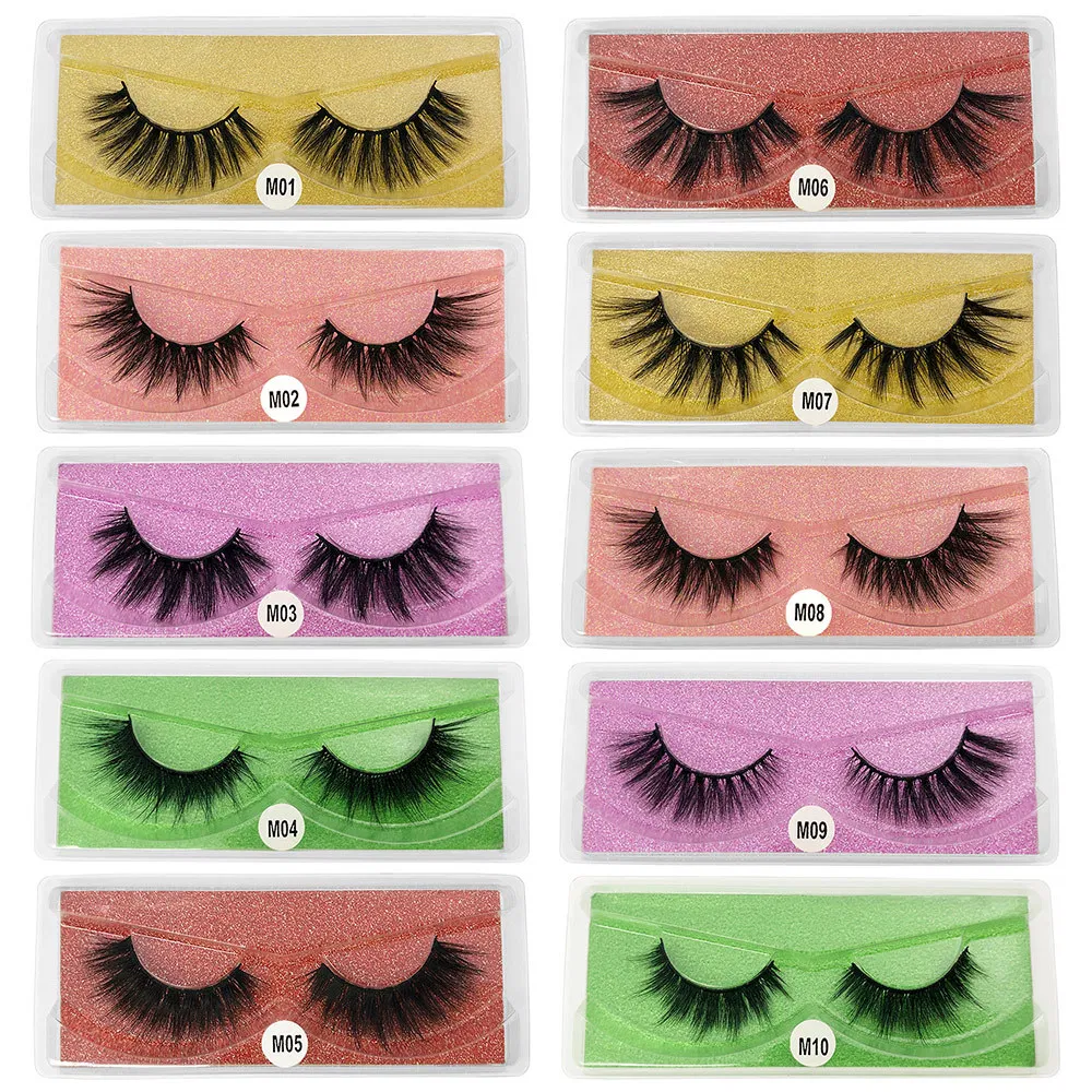 Wholesale Faux Mink 3D False Eyelashes with Glitter Background