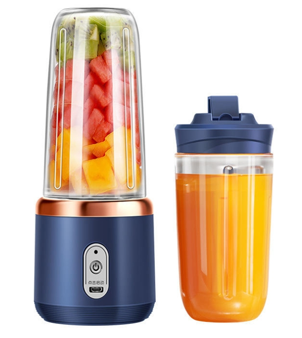 Stainless Steel 6-Blade Portable Mini USB Rechargeable Fruit Juicer Portable Smoothie Blender for Smoothies