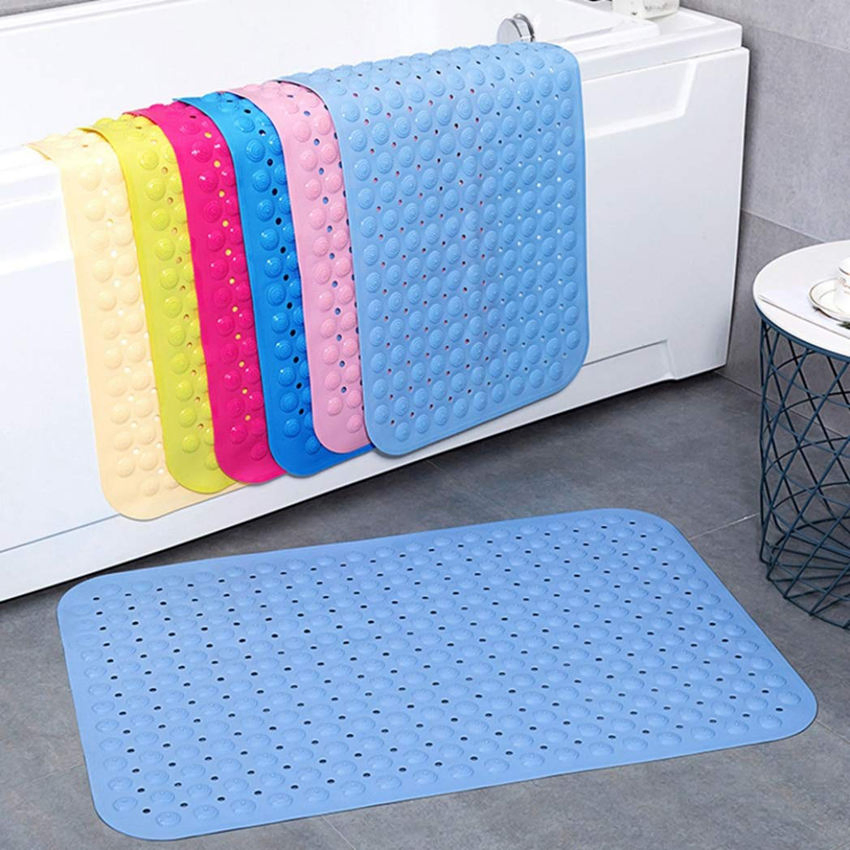 Bathtub Bathroom Shower Non Slip Waterproof Rectangular PVC Anti Slip Bath Mats with Drain Holes