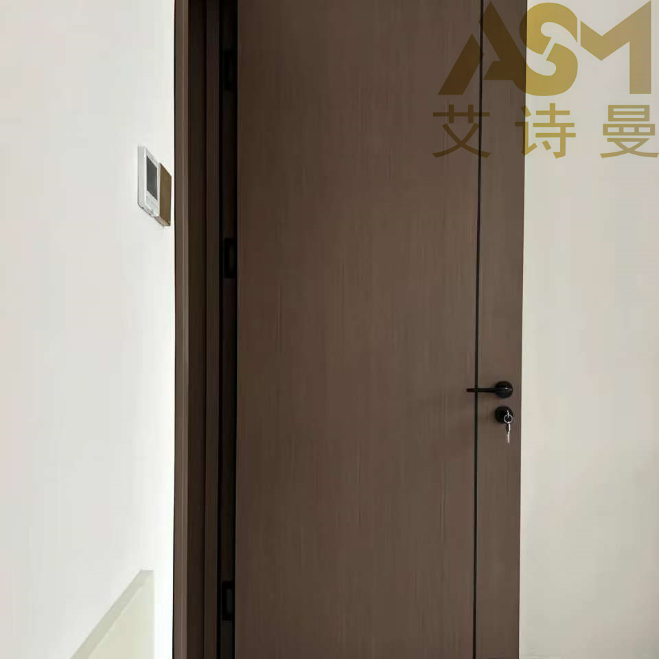 Customized Modern Bedroom Wooden Doors Design House Hotel Melamine MDF Interior Solid Wood Door Price Hotel Red Walnut Black Room Door in Chongqing