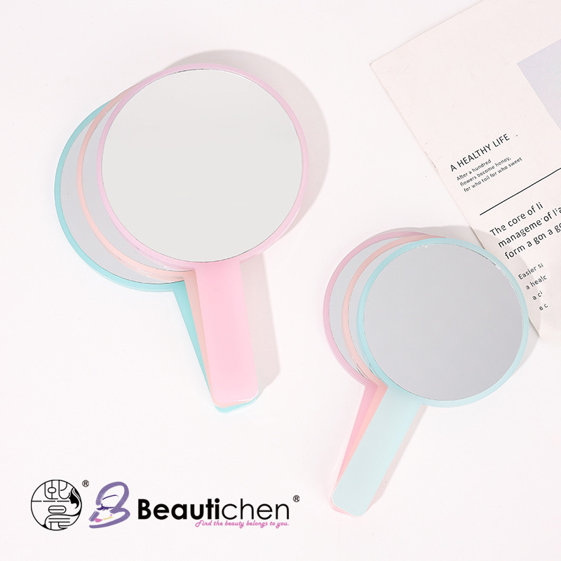 Beautichen Compact Handheld Makeup Mirror – Portable & Travel-Friendly, Durable Plastic, on-The-Go Touch-UPS for Professionals & Beginners