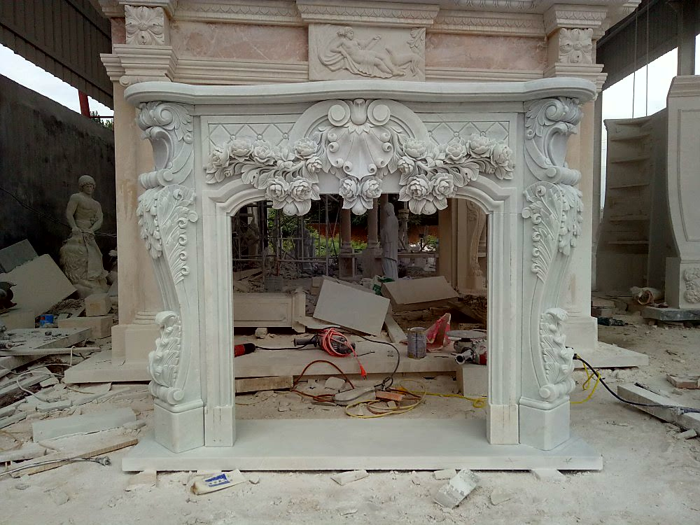 Travertine Stone Carving Granite Marble Fireplaces for Sale