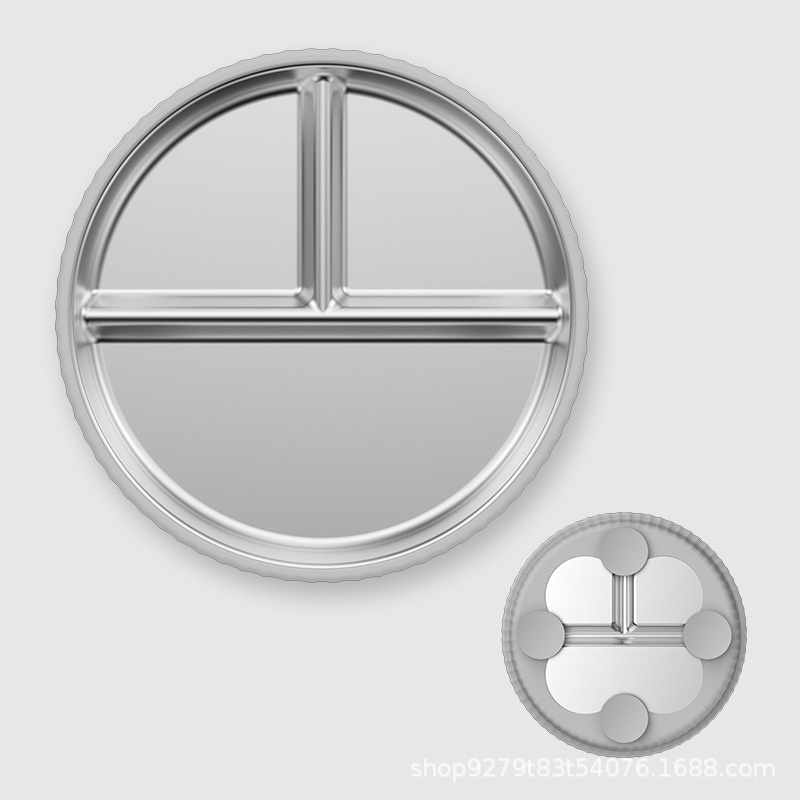 Anti Breakage Metal Toddler Bowls Baby Snack Dishes Stainless Steel Kids Plate with Silicone Suction