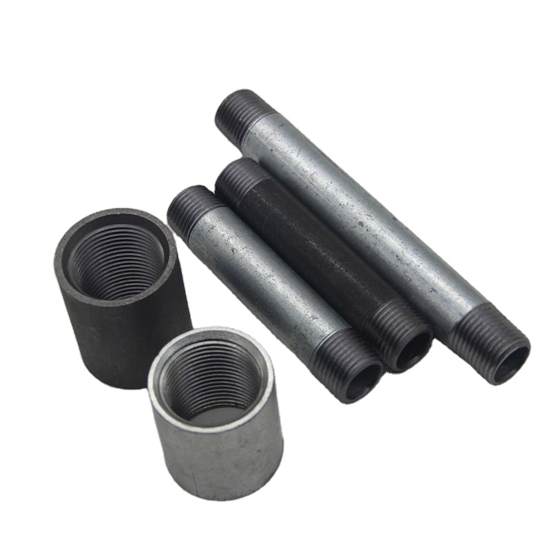 Any Size BS NPT Two Male Galvanized Carbon Steel /Stainless Steel Pipe Fittings Black Long Nipples