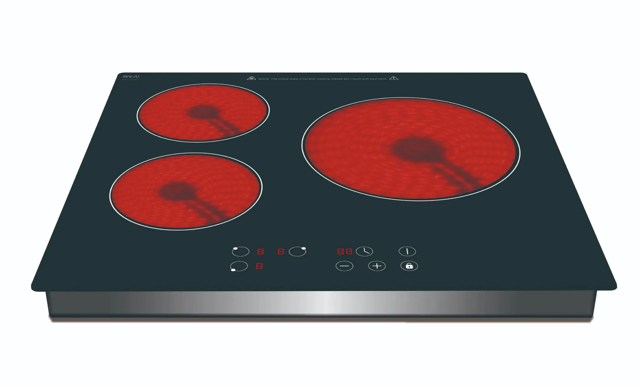 Euroka Glass Metal Housing Inlaid Style 3 Burners Electric Induction Cooker+Infrared Cooker