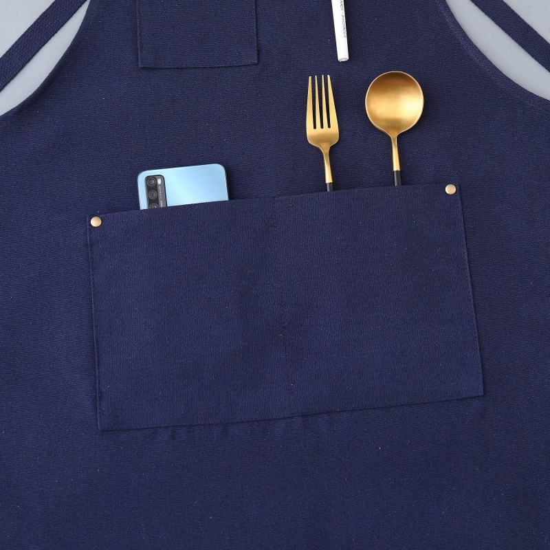 Chef Uniform Bib Kitchen Denim Apron Barber Denim Aprons Men Work Apron with Tool Pockets for Cooking and Baking