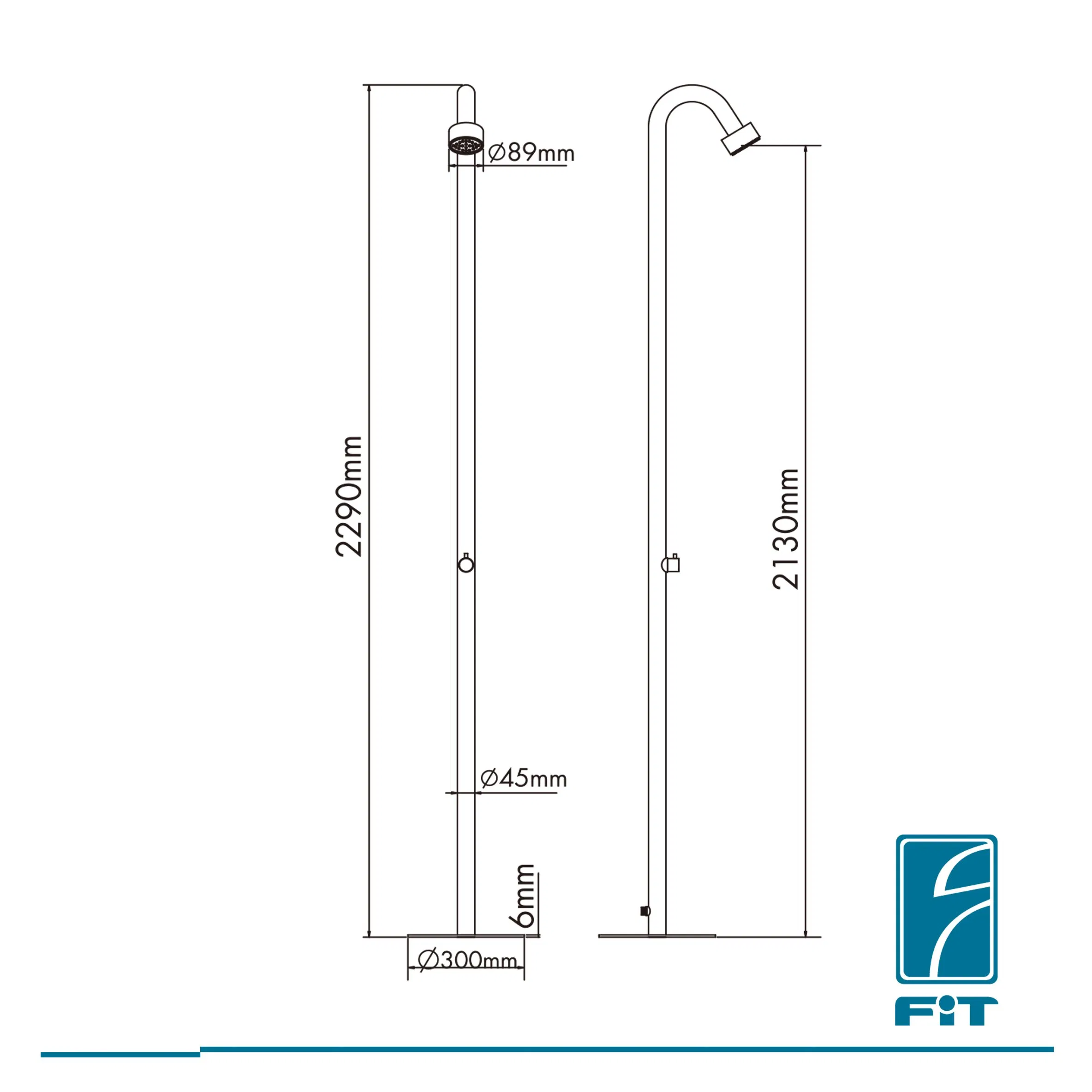 Sanitary Ware Factory Stainless Steel AISI 316L Brushed Mixer Outdoor Shower