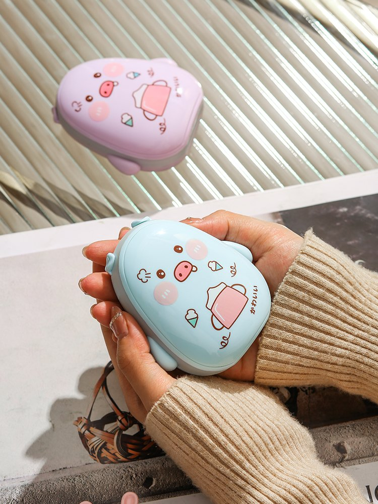 Cartoon Pig Beauty Mirror Hand Warmers a Lovely Portable Heater That Can Be Used Both Indoors and Outdoors