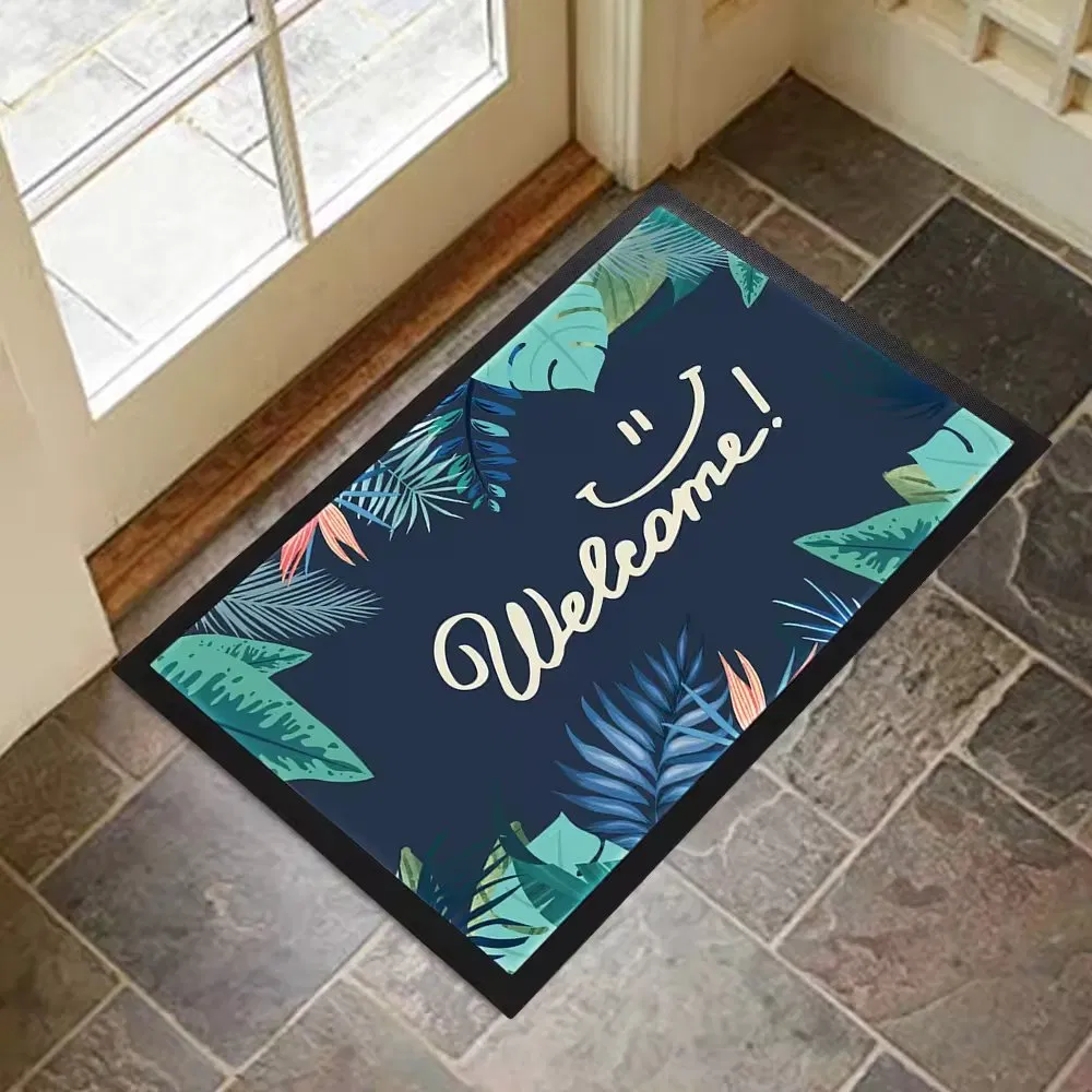 Custom Printed Logo Super Absorbent Indoor Outdoor Kitchen Nitrile Rubber Flooring Mats Welcome Door Mat