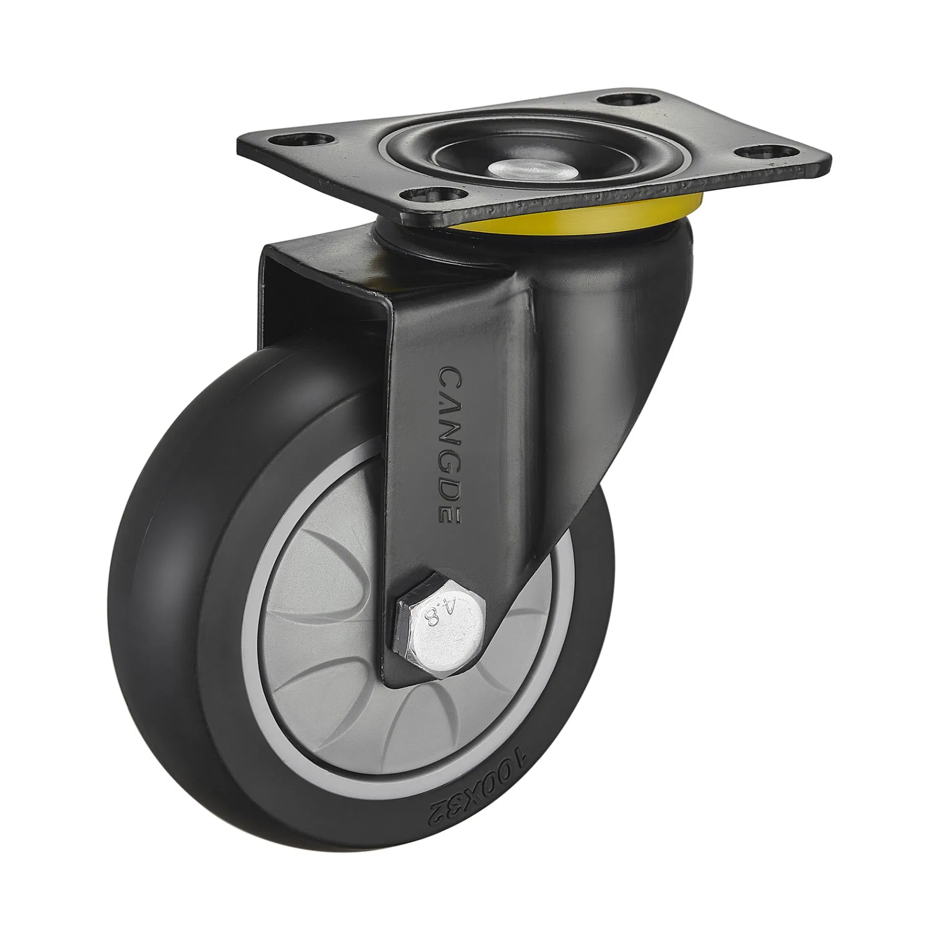 Thread Sten Casters Medium Duty Industrial Casters Black TPR Swivel Caster Wheels with Metal Brakes