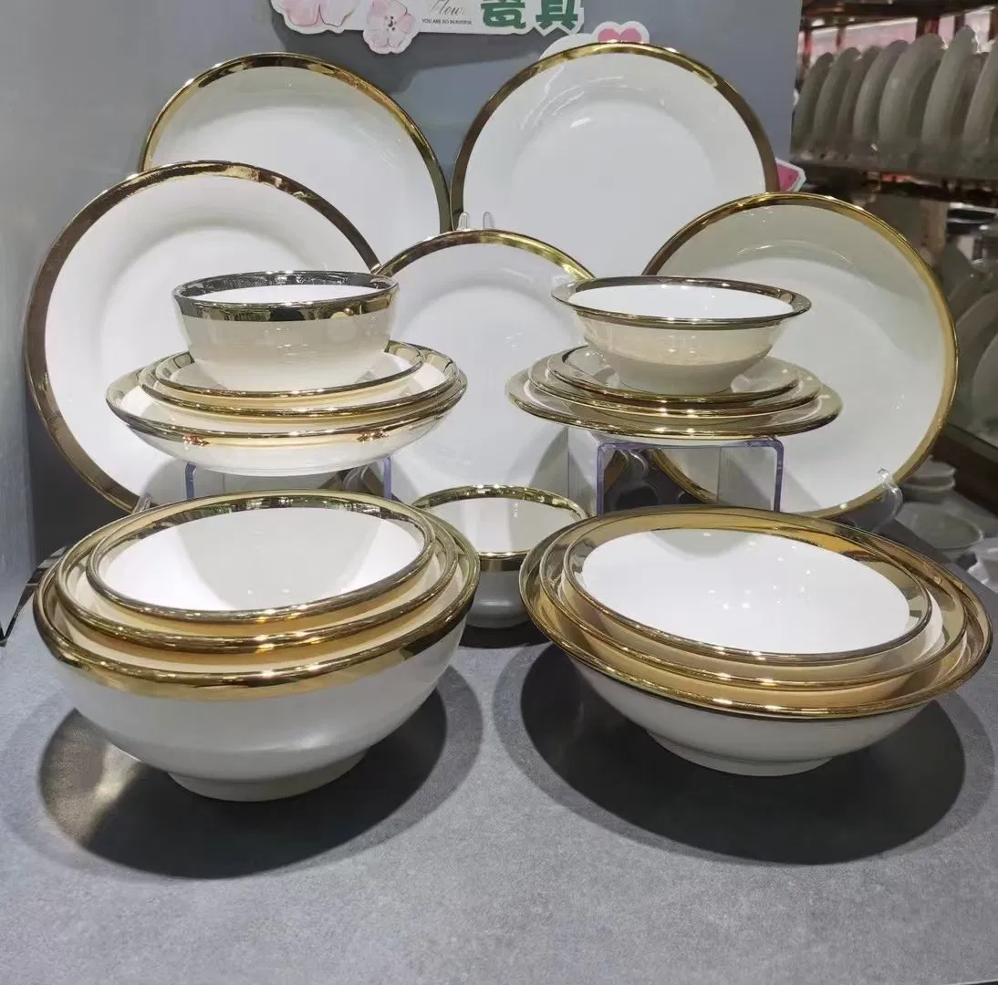 4/5/6/7/8 Inch Hb Bowl with Golden Line Porcelain Ceramics Tableware