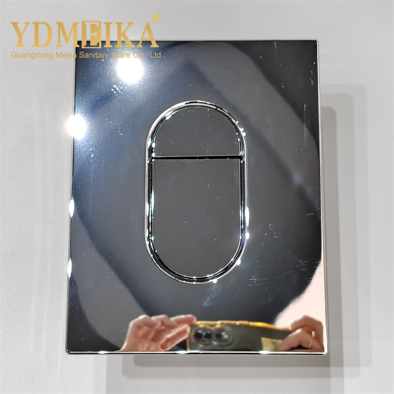 Dual Push Concealed Flush Plate Wall Hanging Toilet Accessories Glossy Silvery Flush Button Panel