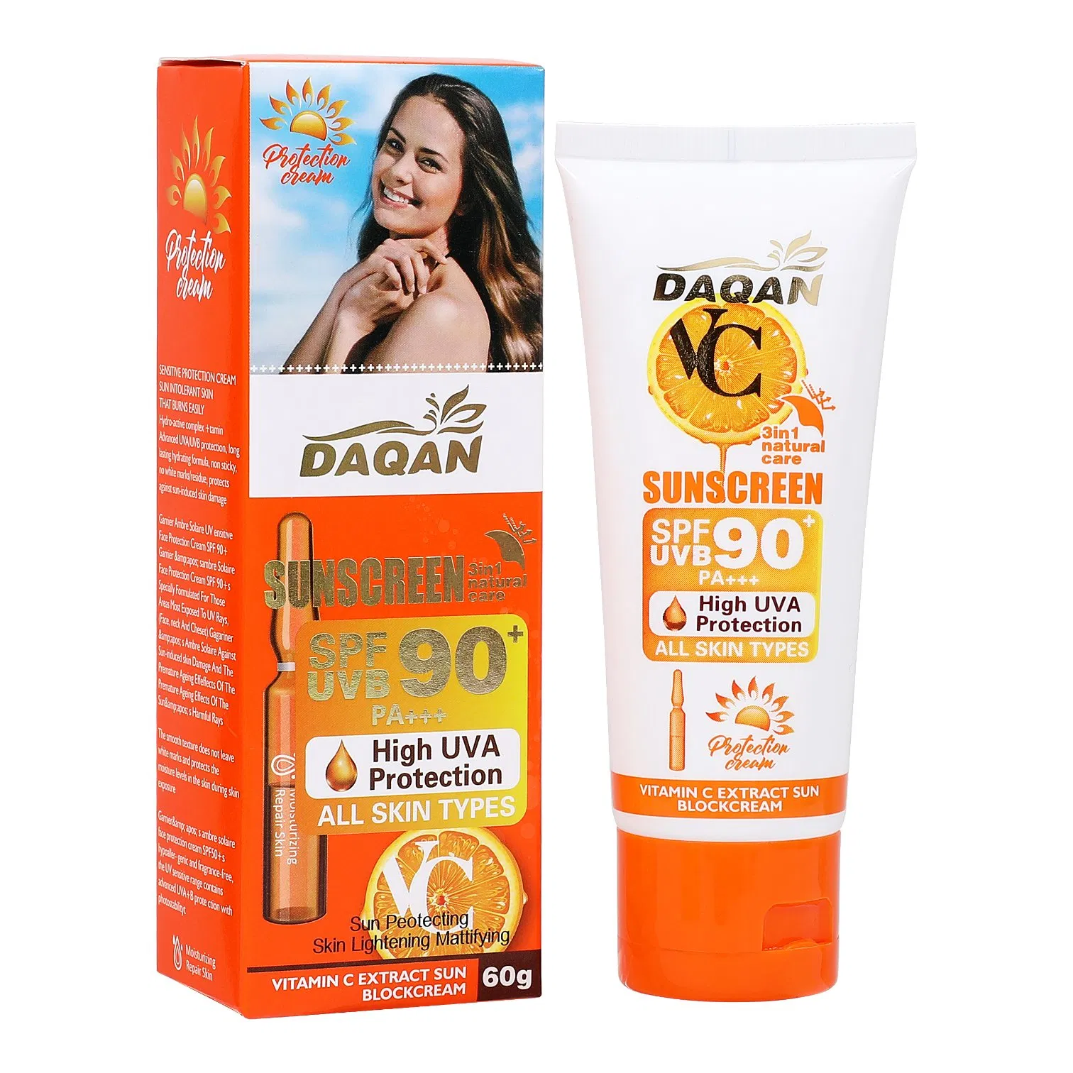 Wholesale Lightweight SPF90 Skincare Sun Protection Cream Moisturizing Sunscreen 60ml