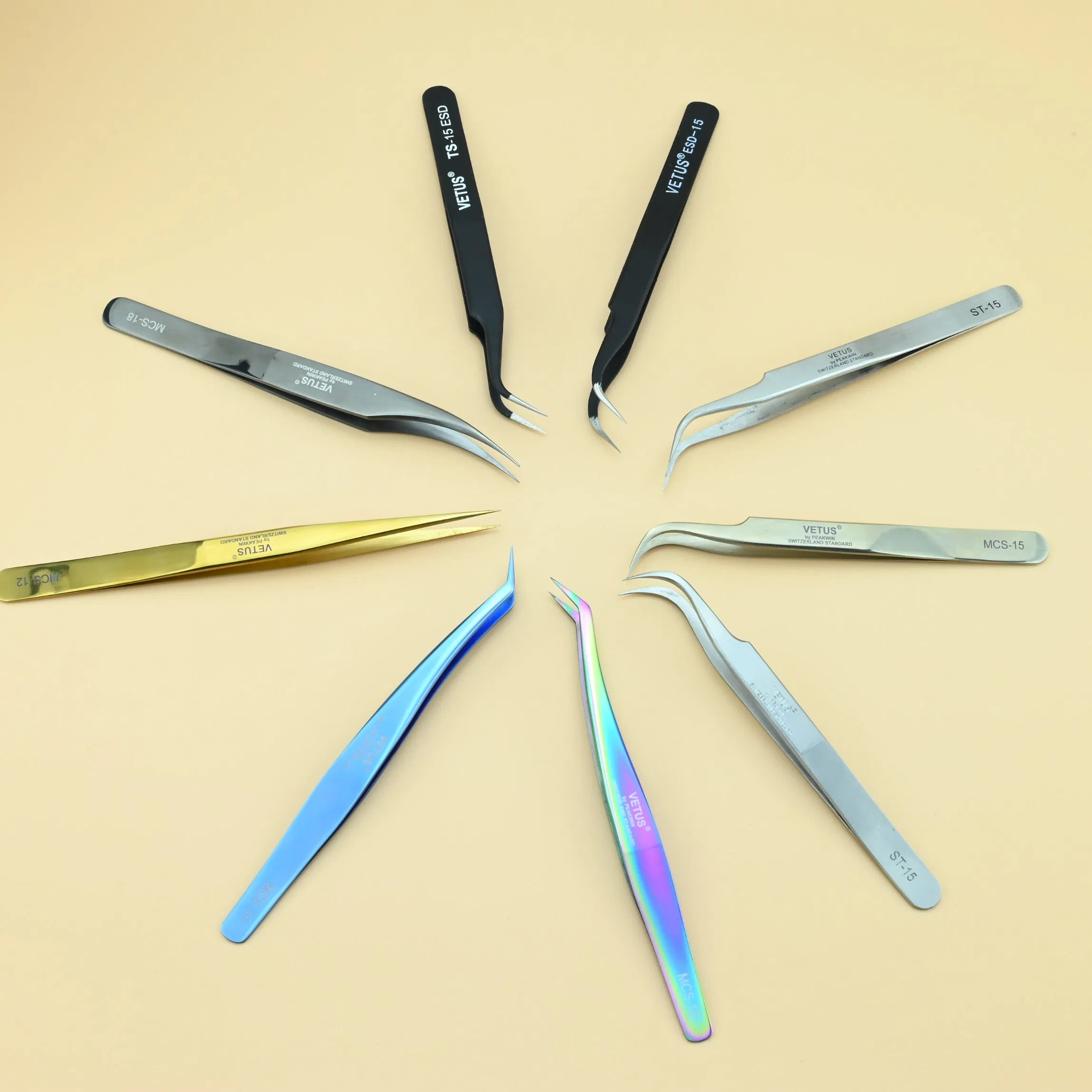 Mt Lashes Wholesale OEM Beauty Salon Daily Use Beautiful Champagne Eyelash Precision Tweezer