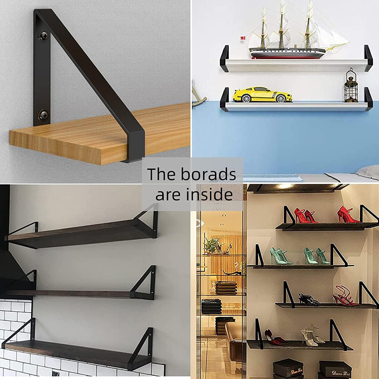 Jh-Mech Easy to Install Wall Board Support Multiple Sizes Right Angle Cast Iron Wall Brackets for Shelves