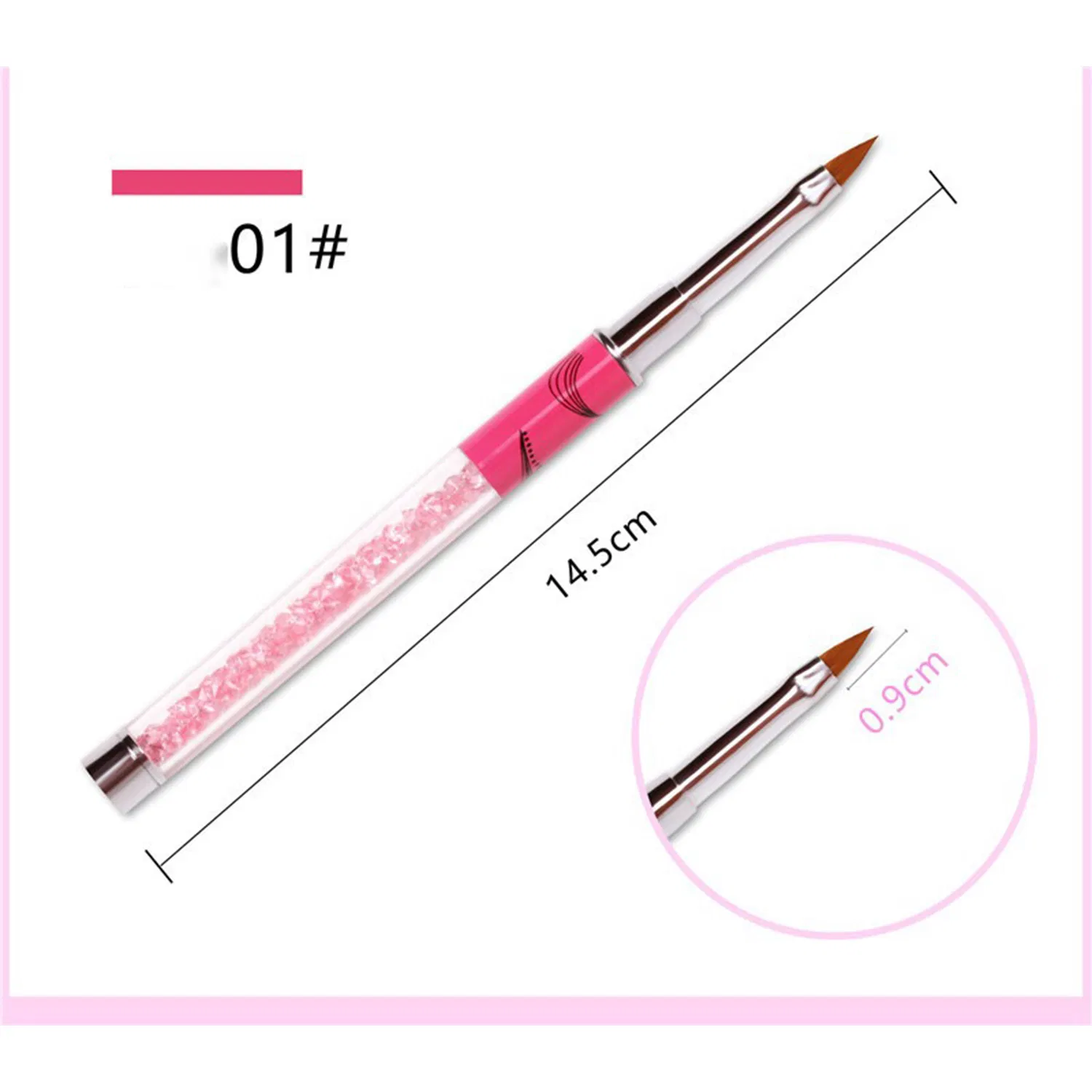 Rhinestones Handle Nail Crystal Carve Brush