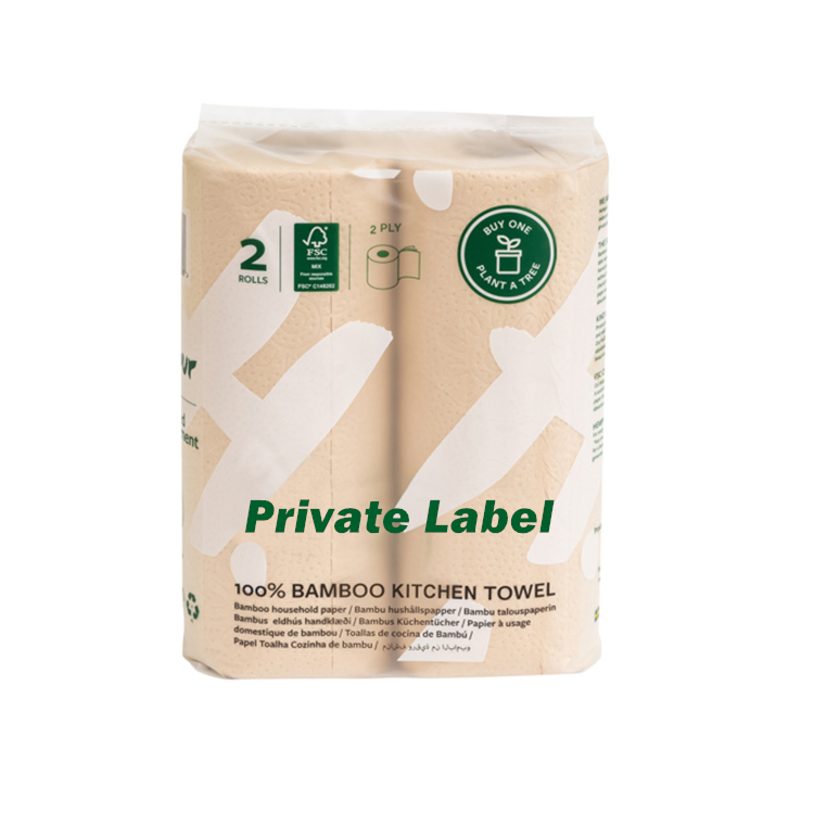 Eco-Friendly Nonwoven 2ply Roll Reusable Bamboo Kitchen Paper Towel