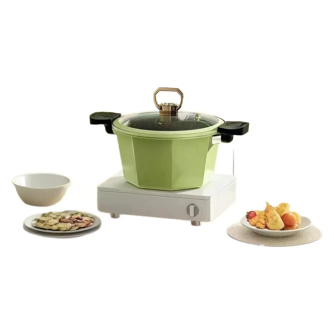 2022 New Model Soup Pot 20cm Nonstick Deep Square Induction Pressure Cooker with Glass Lid