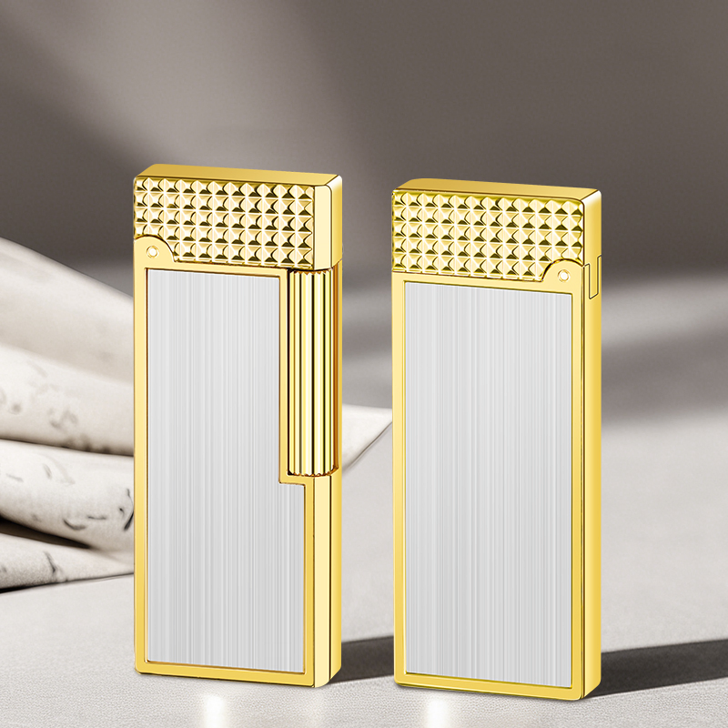 Ultra Thin Luxury Windproof Alloy Side Sliding Ignition Lighter and Cigarette Lighter