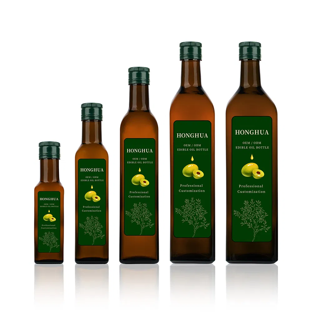 Wholesale Kitchen 100ml 250ml 500ml 750ml 1000ml Empty Amber Vinegar Olive Oil Bottle and Box Packaging