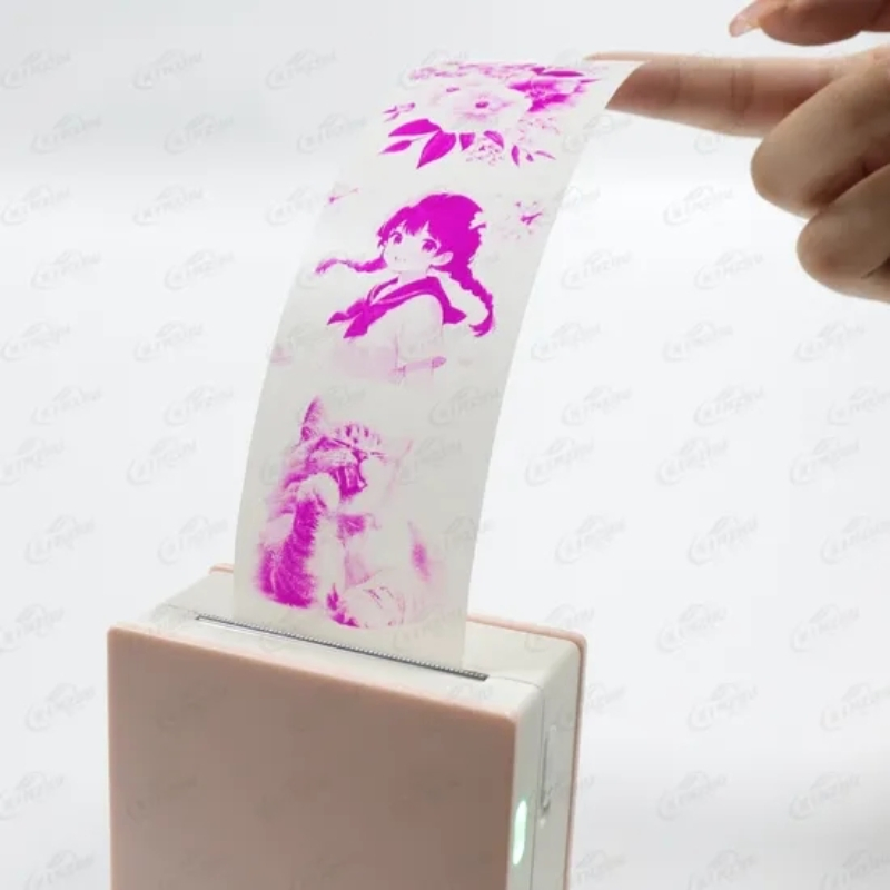 Small Diameter 35mm Meow Meow Machine Dedicated Self-Adhesive Material Transparent Thermal Film Presents Pink