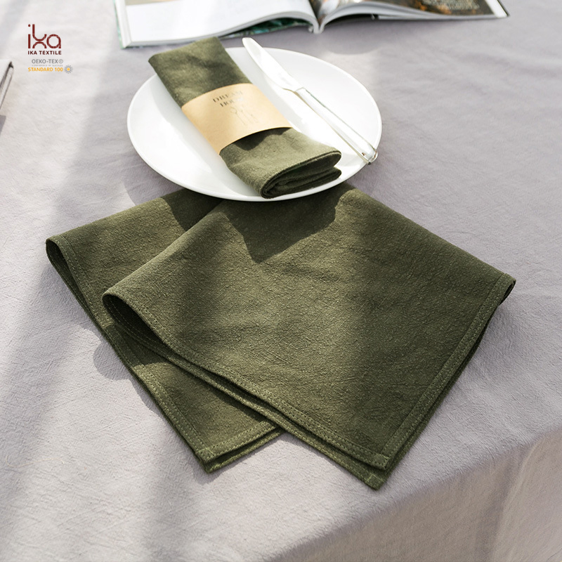 Hot Sale Items Decorative Natural Dinner Brown White Color Printed Embroidered Custom Personalized Linen Napkin