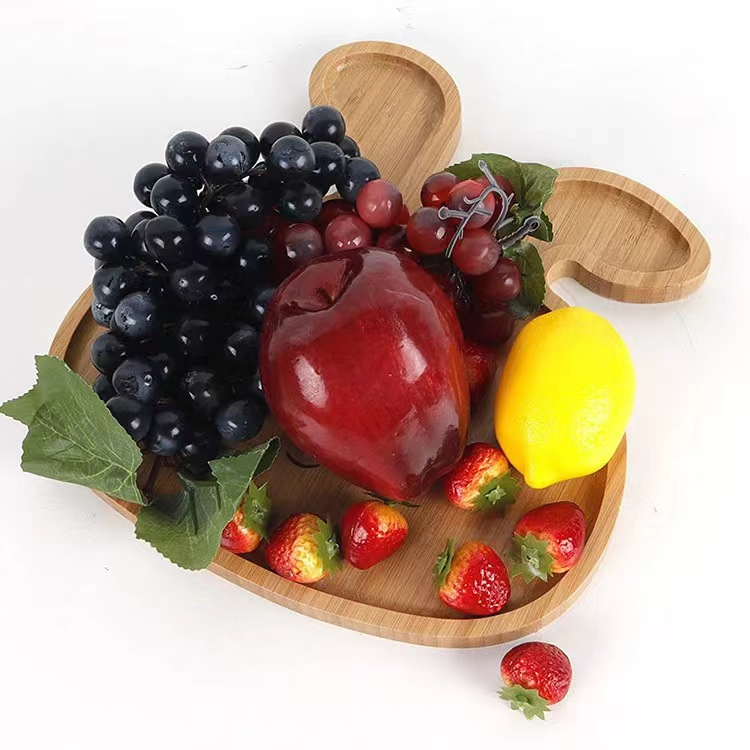 Hot Selling Bamboo Children Plate Baby Platter Cute Serving Tray Wooden Plate