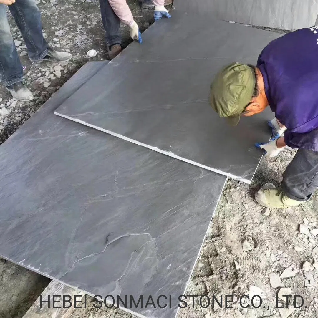 Natural Split Riven Black Slate Flat Tile