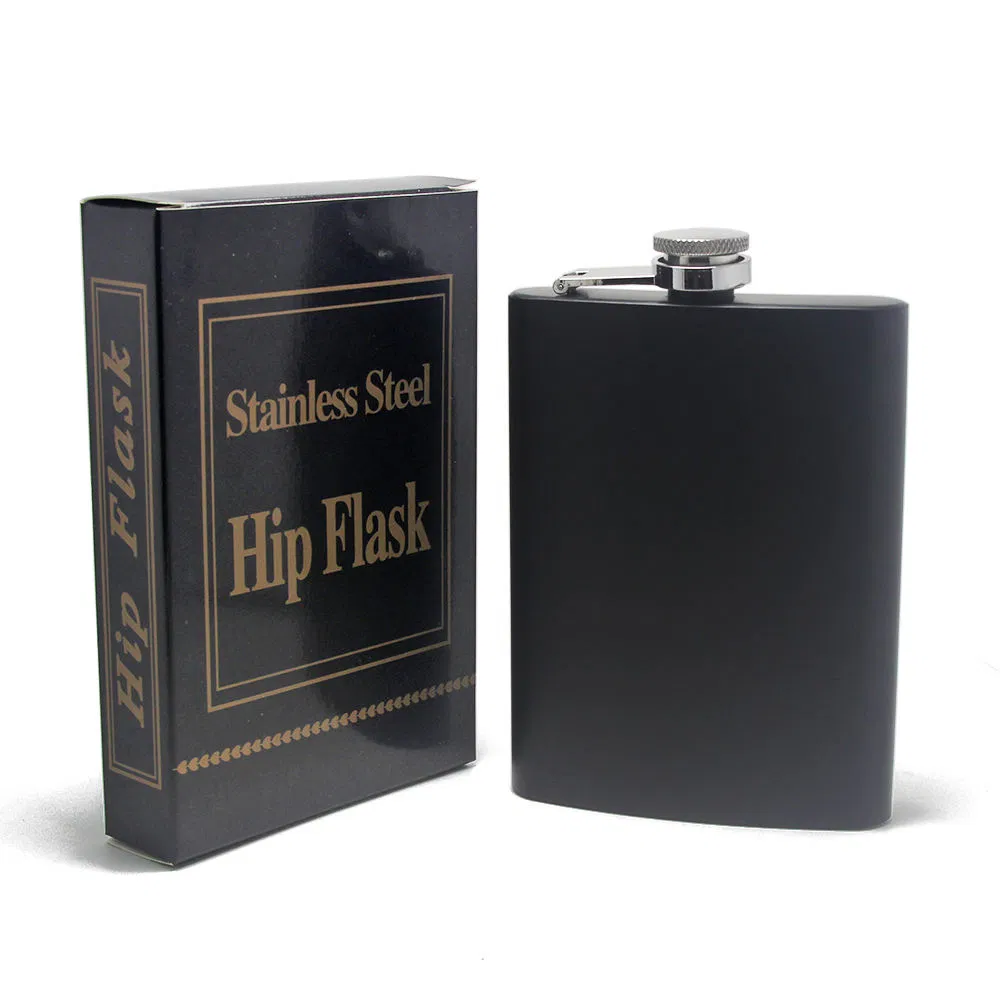 8oz Black Matt Outdoor Portable Drinkware Gift Stainless Steel Hip Flask Flagon Wine Pot Alcohol Bottle Liquor Whisky Hip Flask