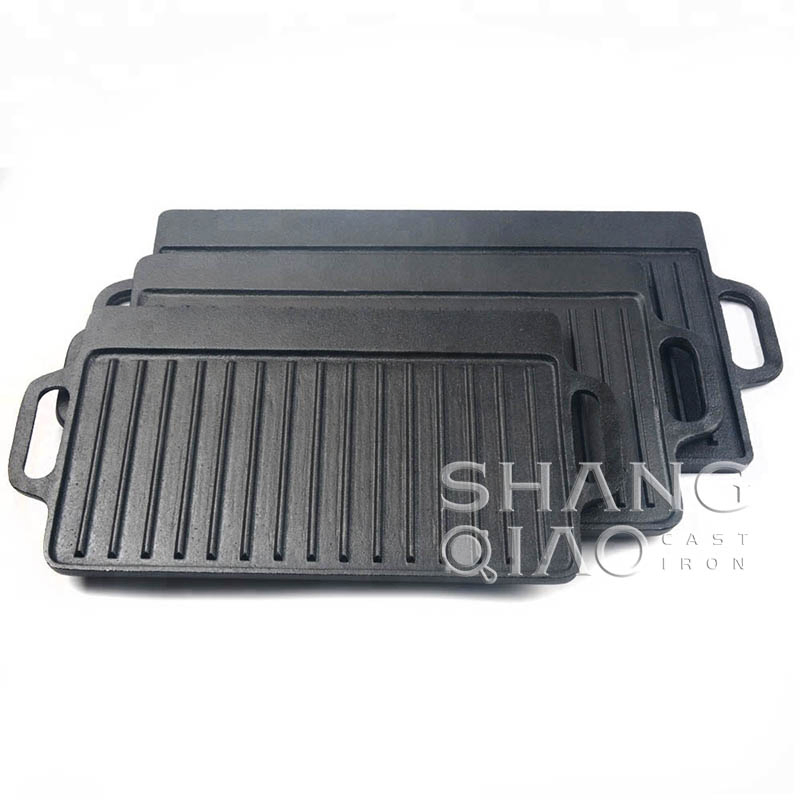 Camping Cookware Pre-Seasoned Cast Iron Griddle Heavy Duty Reversible Double Burner