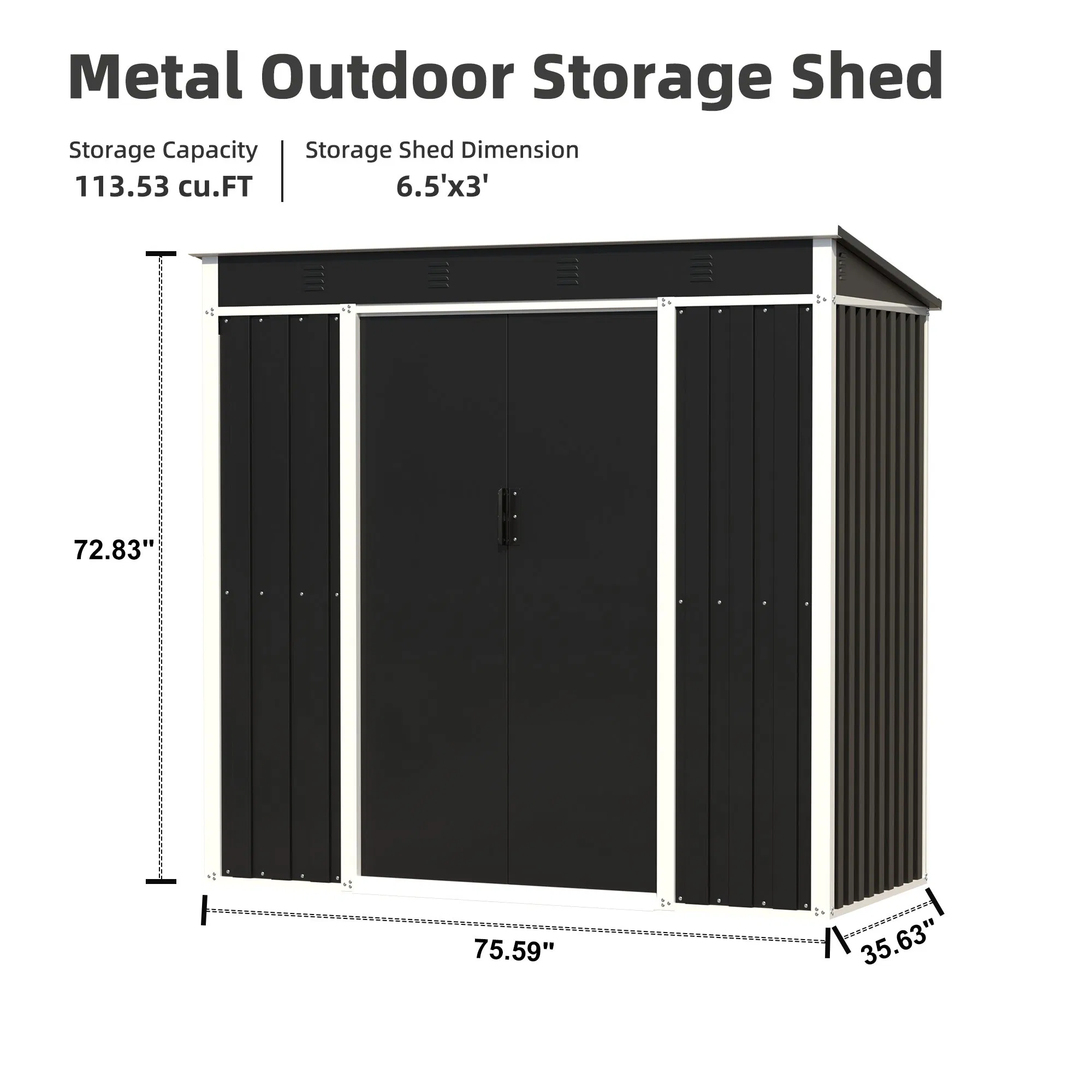 Outdoor Utility Steel Garage Garden Storage Tool Shed