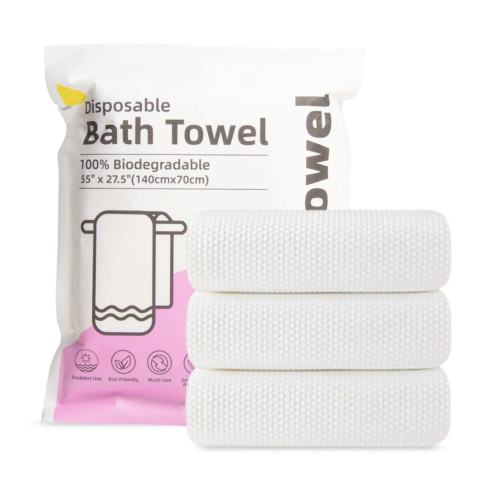 Professional-Grade Paper Plastic Bag Packaging Disposable Bath Towels 55 X 27.5 Inches