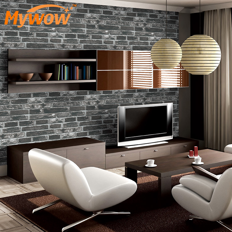 Brick Marble Design Suede Wallpaper for Home Decor