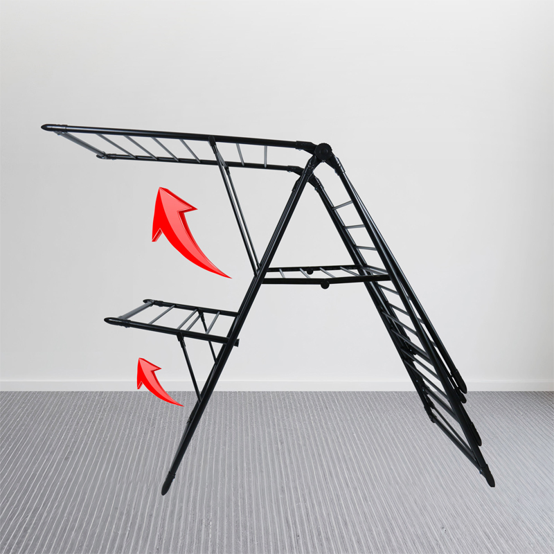 Sanipro High Quality Metal Collapsible Balcony Laundry Hanger Foldable Floor-Standing Wing Type Clothes Drying Rack