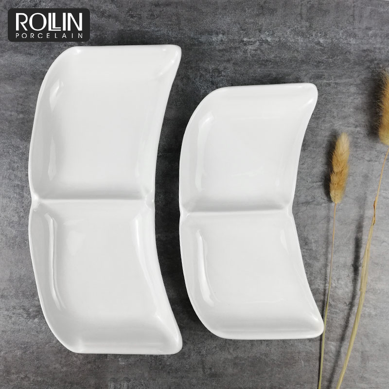 Wholesale Tableware Ceramic Divided Plate Porcelain Plate