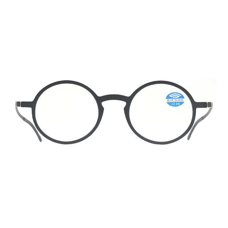 Blue Light Blocking Round Light Reading Glasses with Cases in Ready Stock