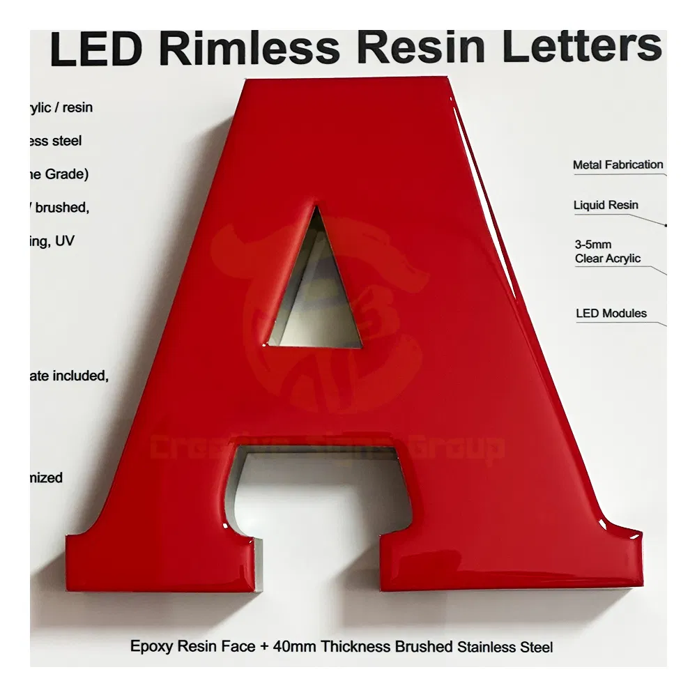LED Rimless Resin Letters Front Lit Epoxy Resin Channel Letters Manufacturer