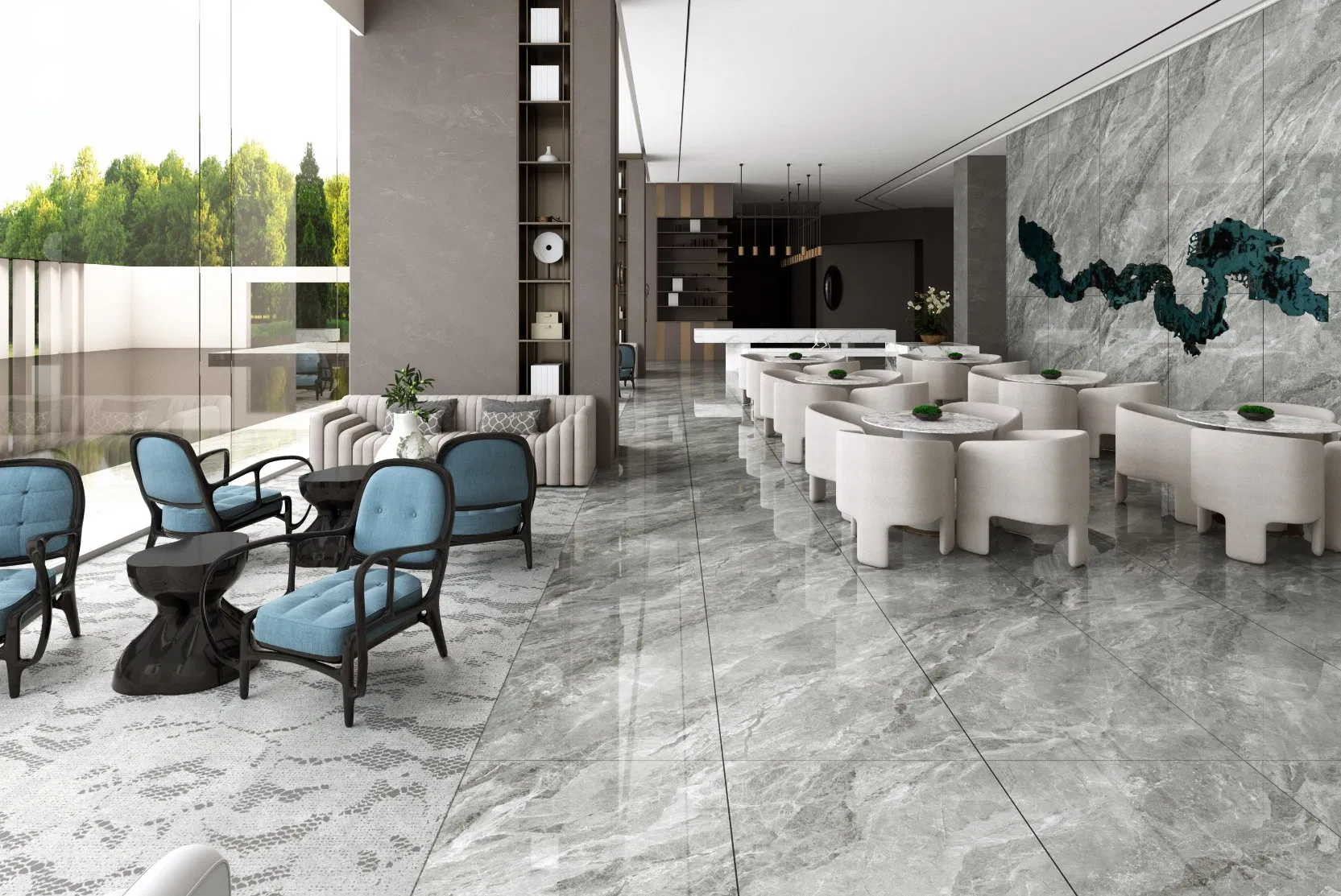 Sintered Stone Tile Indoor Installation Gudao Grey 9mm Thickness Indoor Decoration Project