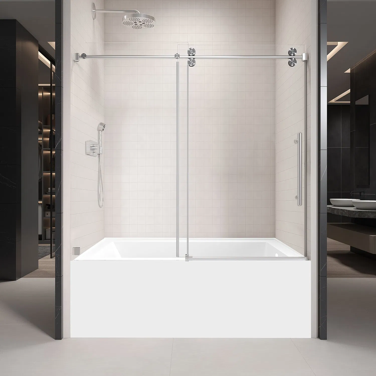 Hot Sale New Design Hotel Bathroom Single Sliding Door 8mm Tempered Glass Bypass Shower Door