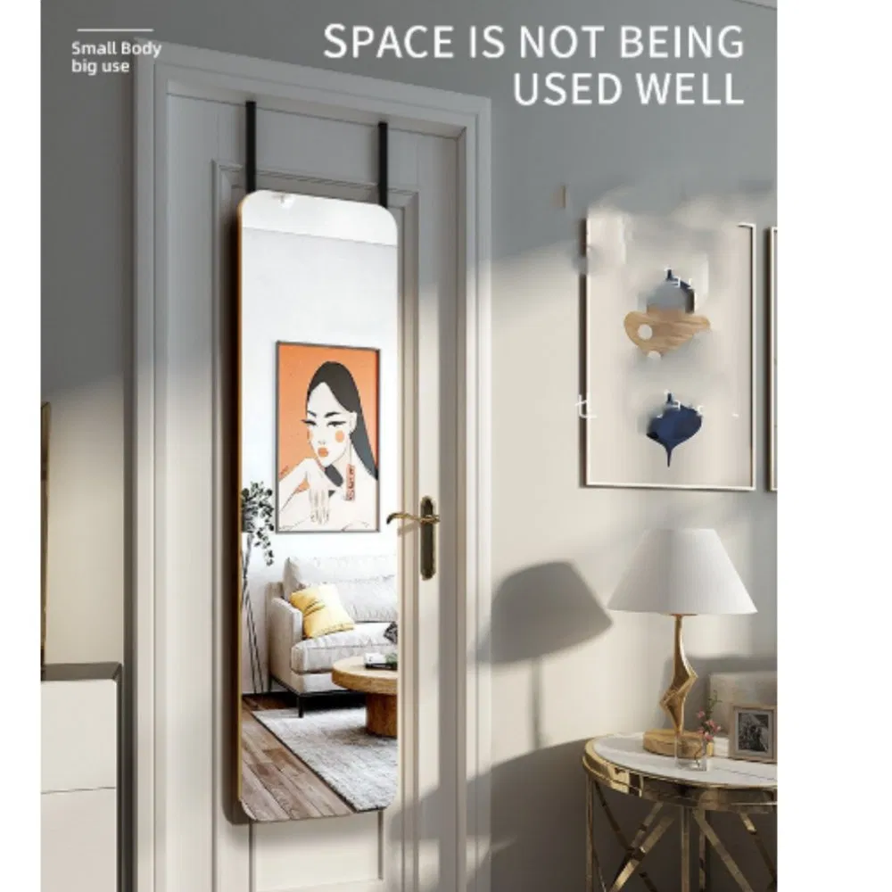 Foldable and Retractable Wooden Clothing Store Floor-Standing Full-Length Mirror