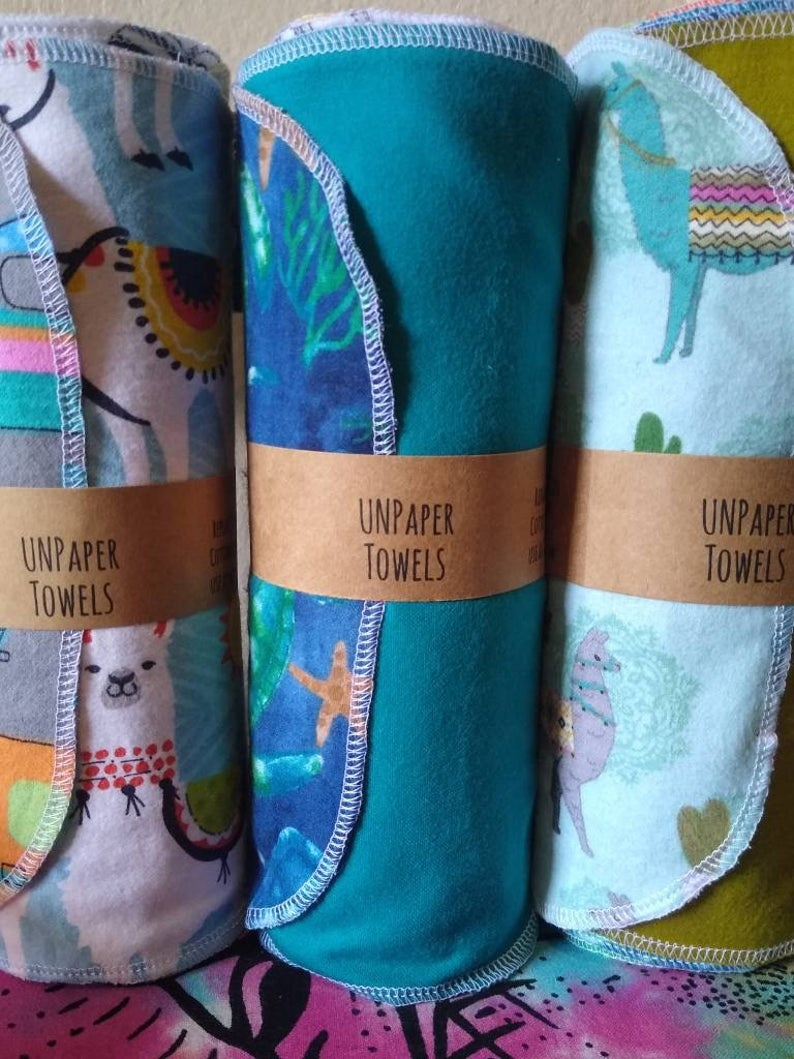 Custom Organic Cotton Flannel Reusable Unpaper Towels Roll Washable Alternative Paper Towel Bamboo Paperless Kitchen Cloth Wipes