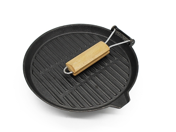 Чугунная гриль-сковорода с антипригарным покрытием и складной ручкой