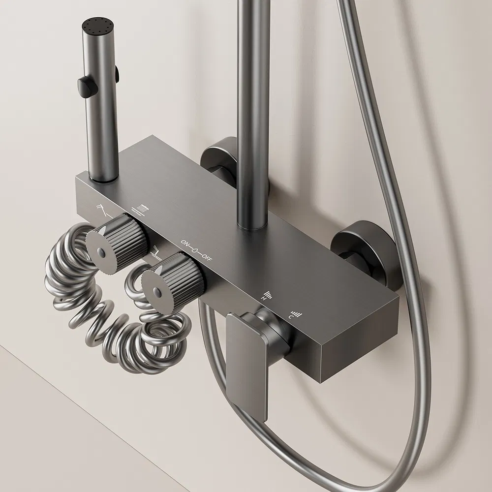 Bathroom Rain Shower Mixer Shower Bathing Set Contemporary Exposed Shower Faucet System Dual Handle