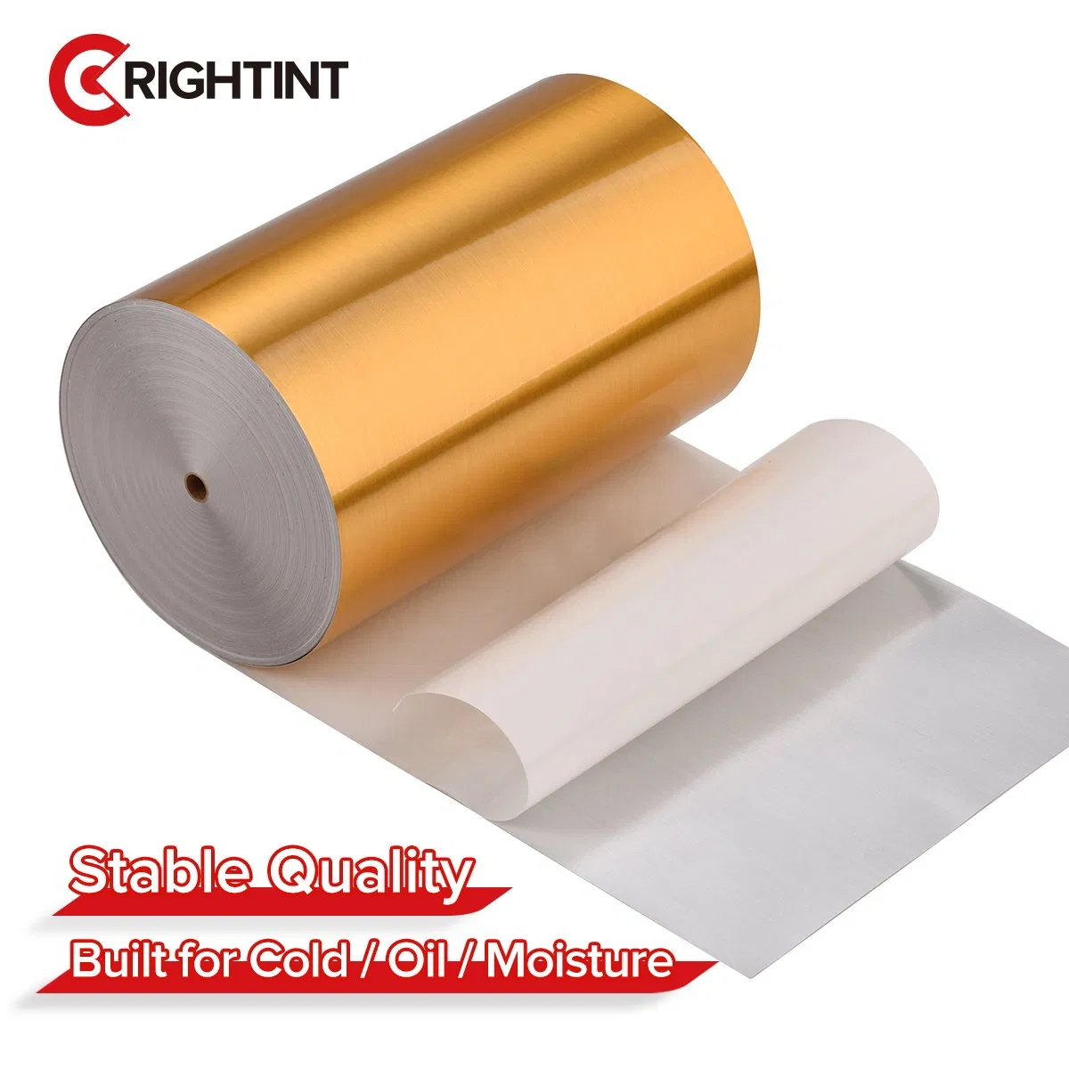 Brushed Gold PET Self Adhesive Labelstock Jumbo Roll for Beverage Labels