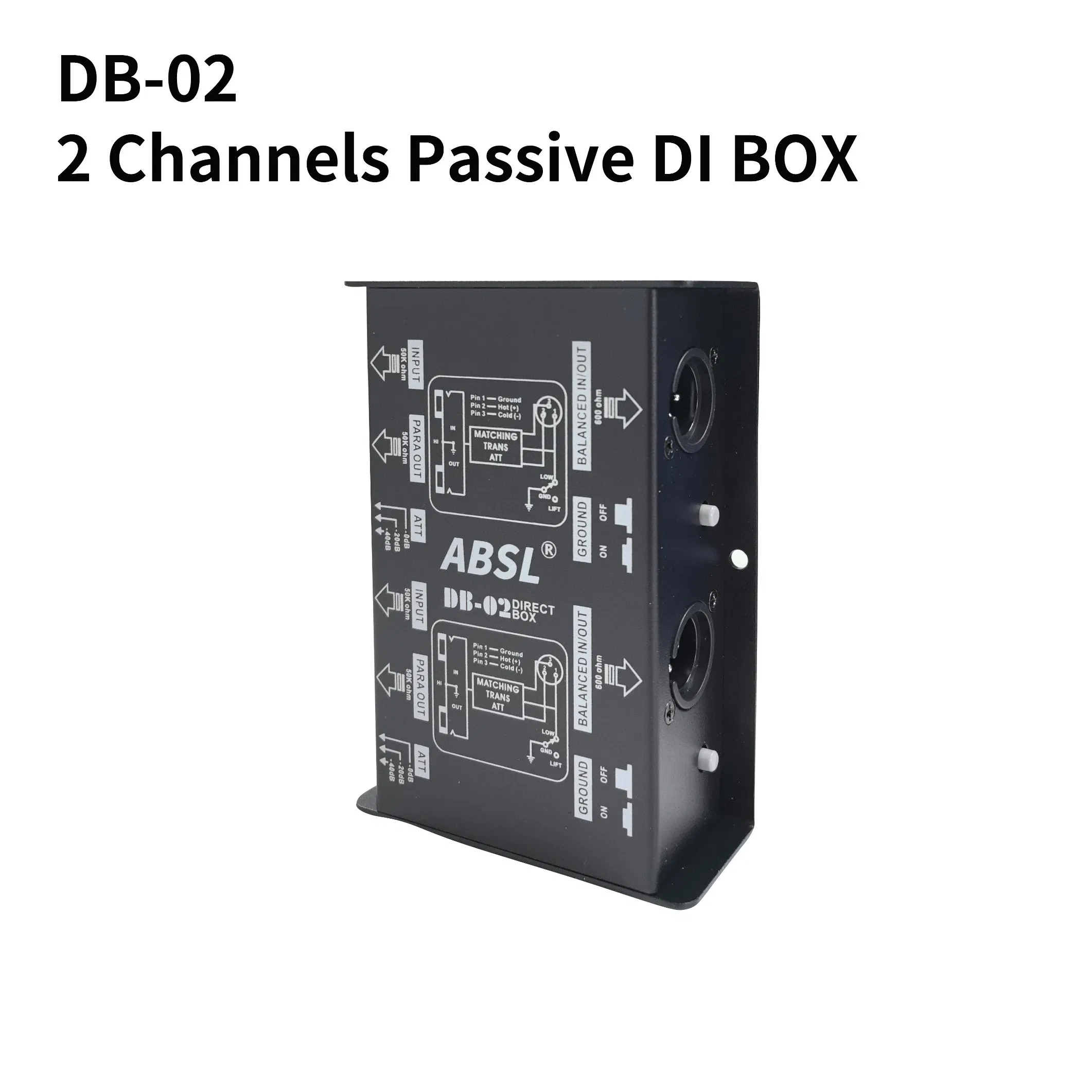 Пассивный DI-бокс DB-02, 2 канала