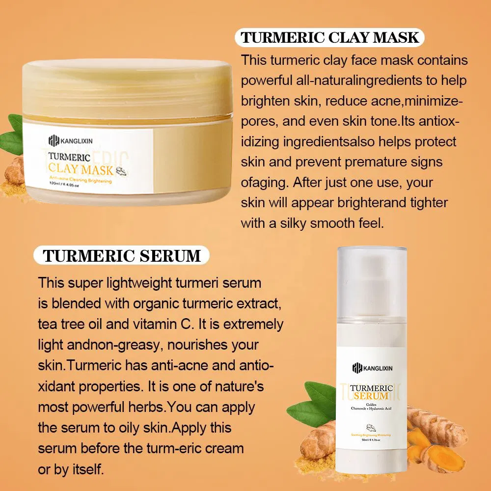 Deep Cleansing Body Soap Anti Acne Dark Spot Facial Repairing Whitening Brightening Turmeric Face Wash Skin Care Cream Exfoliating Scrub Turmeric Skincare Set