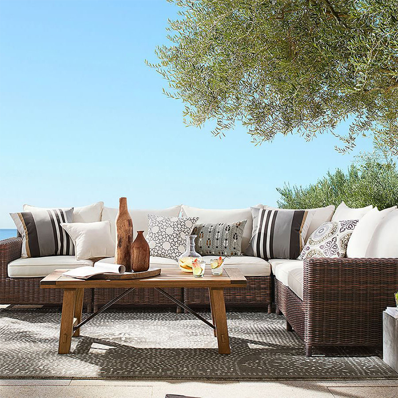 Диван уличный L-образный ротанг