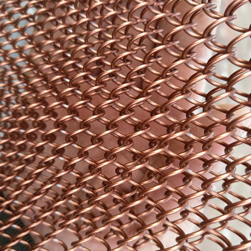 Metal Coiled Woven Fabric Chain Link Mesh Drapery for Wall Cladding Curtain