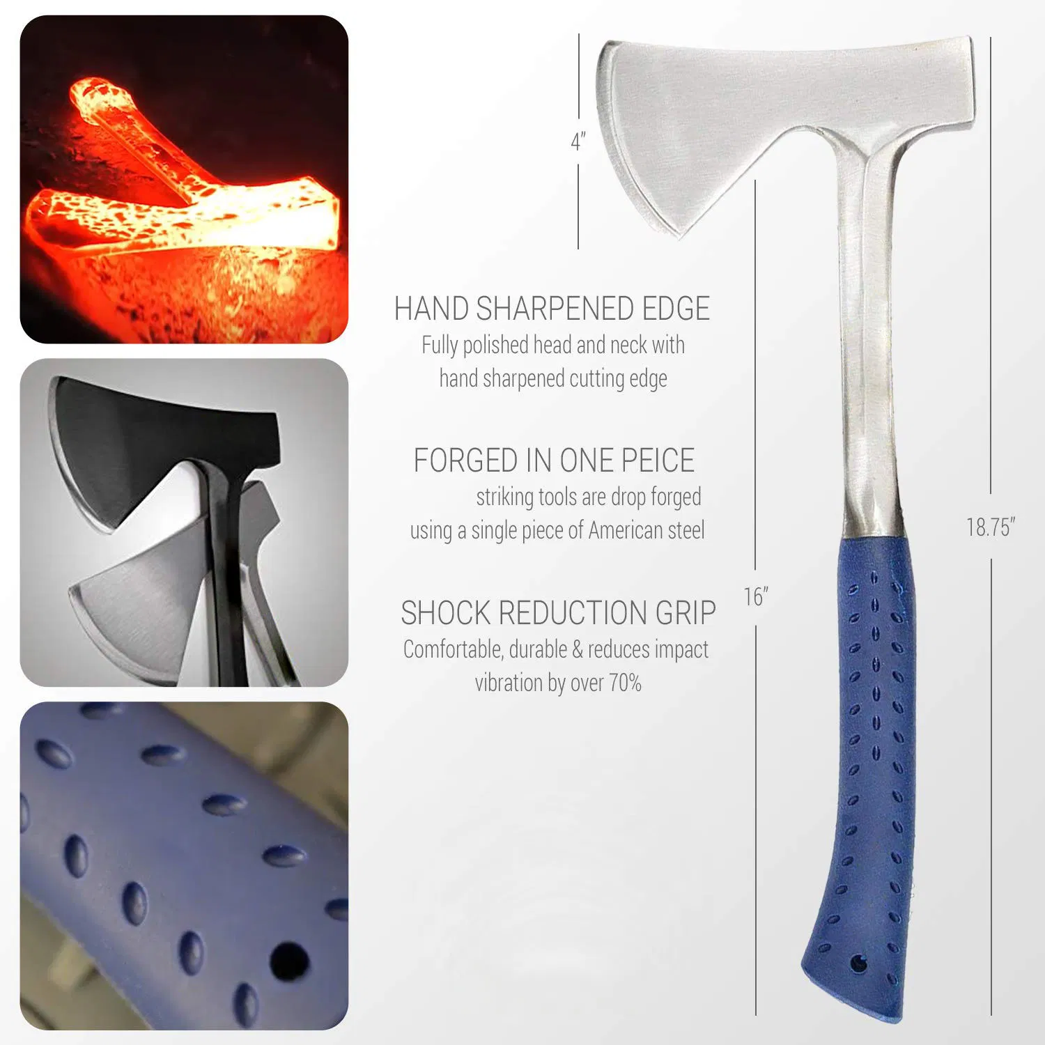 Camper's Axe - 16" Hatchet with Forged Steel Construction